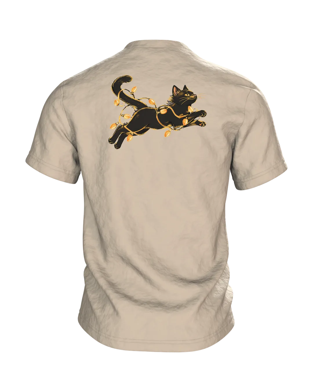 Katze in der Lichterkette T-Shirt, Entwurfsfassung, Rückseite