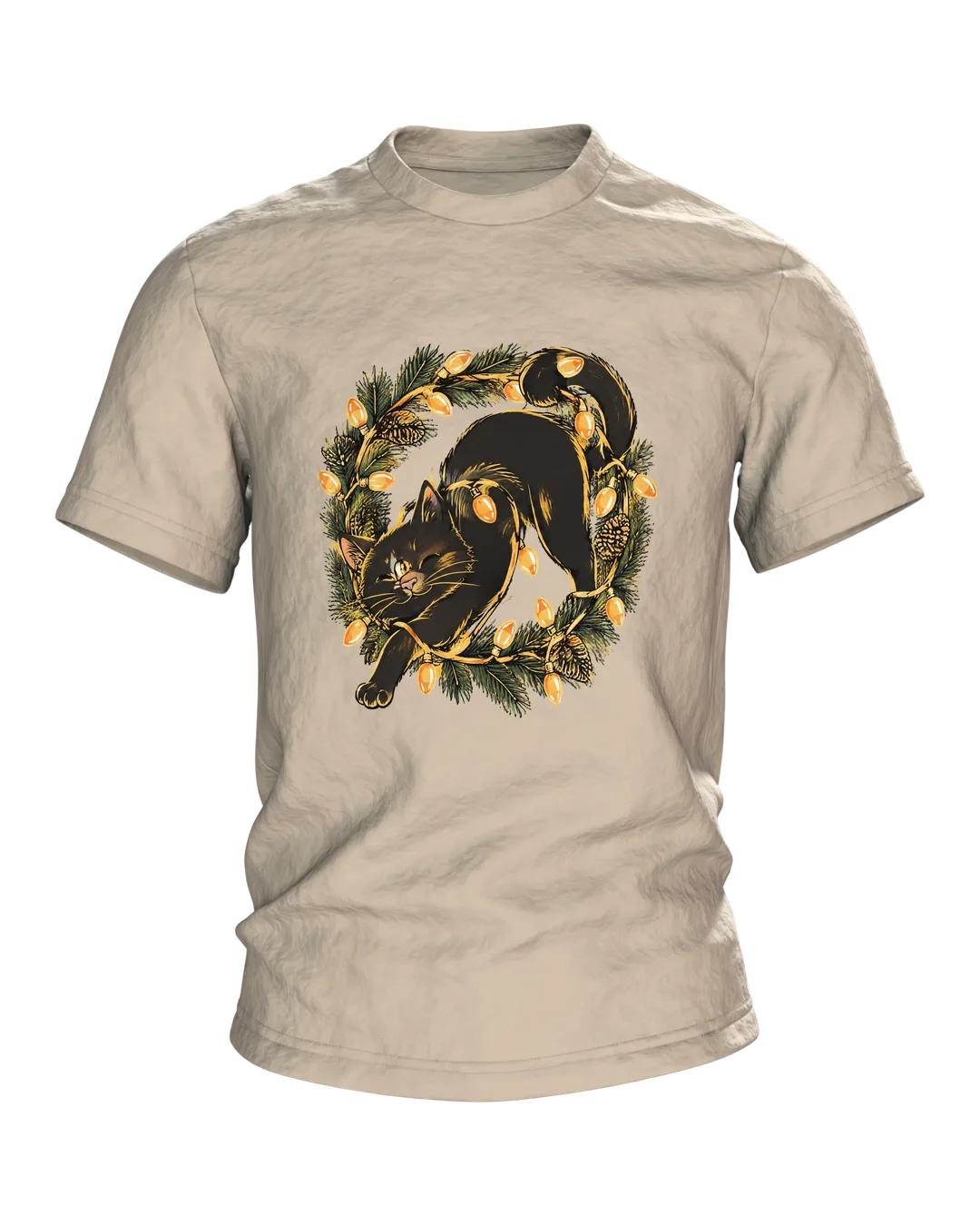 Katze verheddert in einer Lichterkette T-Shirt, Premium Unikat