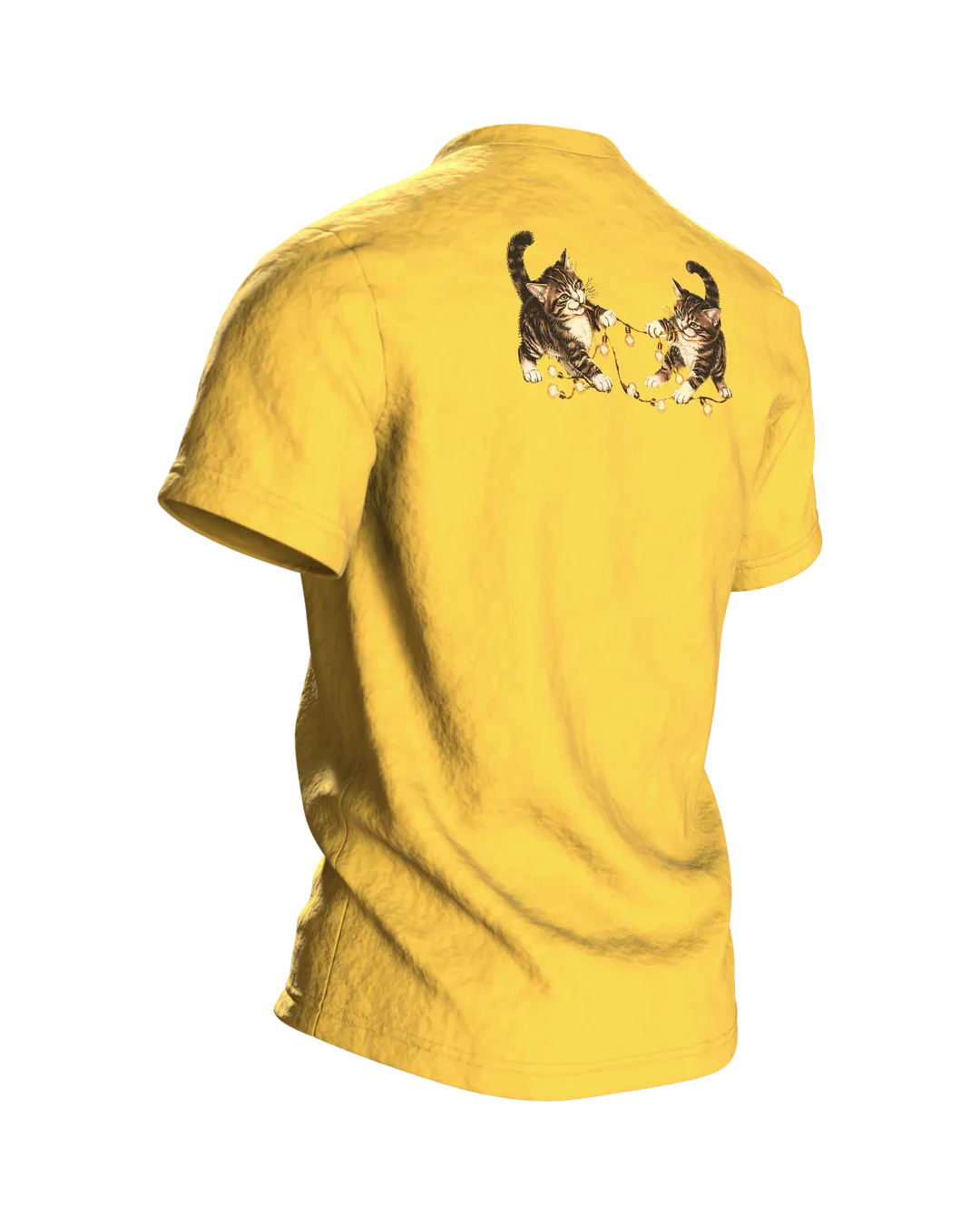 Katze in der Lichterkette T-Shirt, Entwurfsfassung, Rückseite schräg rechts