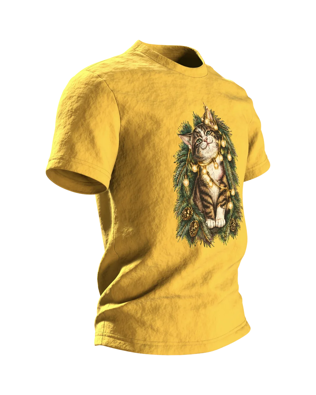 Katze in der Lichterkette T-Shirt, Entwurfsfassung, Seitenansicht links