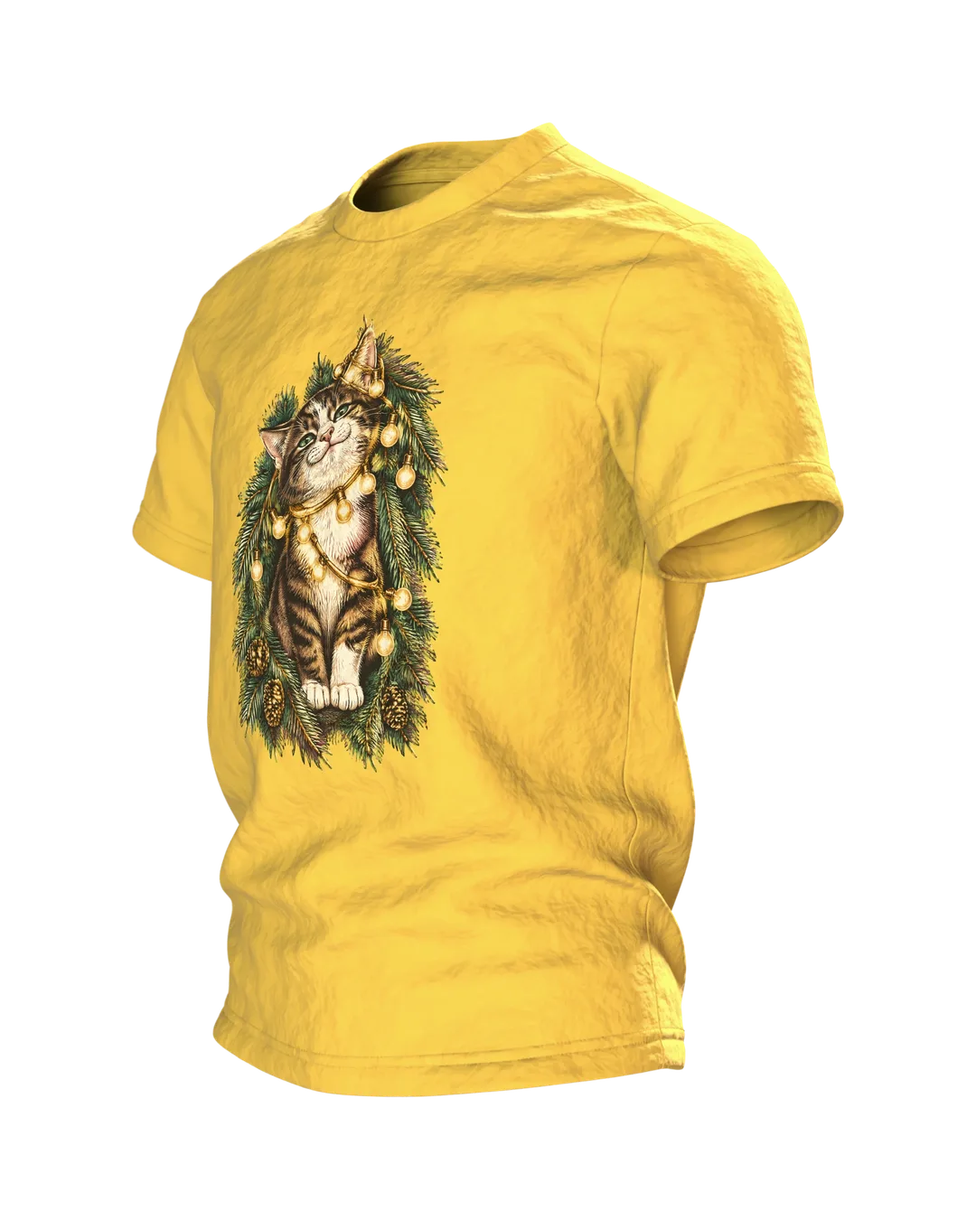 Katze in der Lichterkette T-Shirt, Entwurfsfassung, Seitenansicht rechts