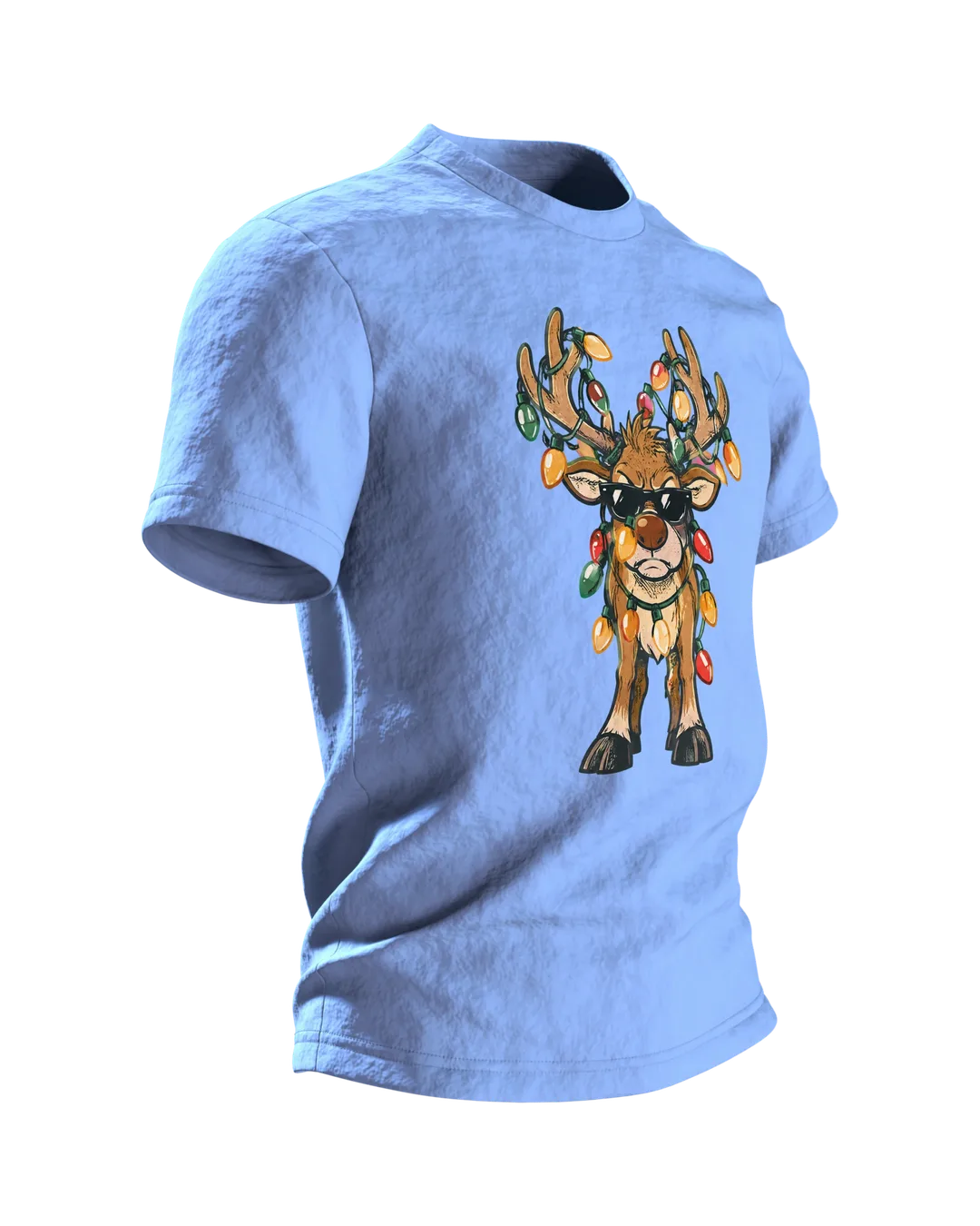 Rentier mit Sonnenbrille T-Shirt, Entwurfsfassung, Seitenansicht links