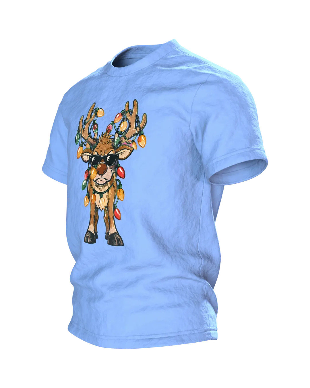 Rentier mit Sonnenbrille T-Shirt, Entwurfsfassung, Seitenansicht rechts
