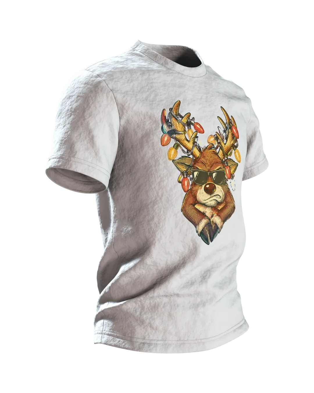 Rentier mit Sonnenbrille T-Shirt, Entwurfsfassung, Seitenansicht links