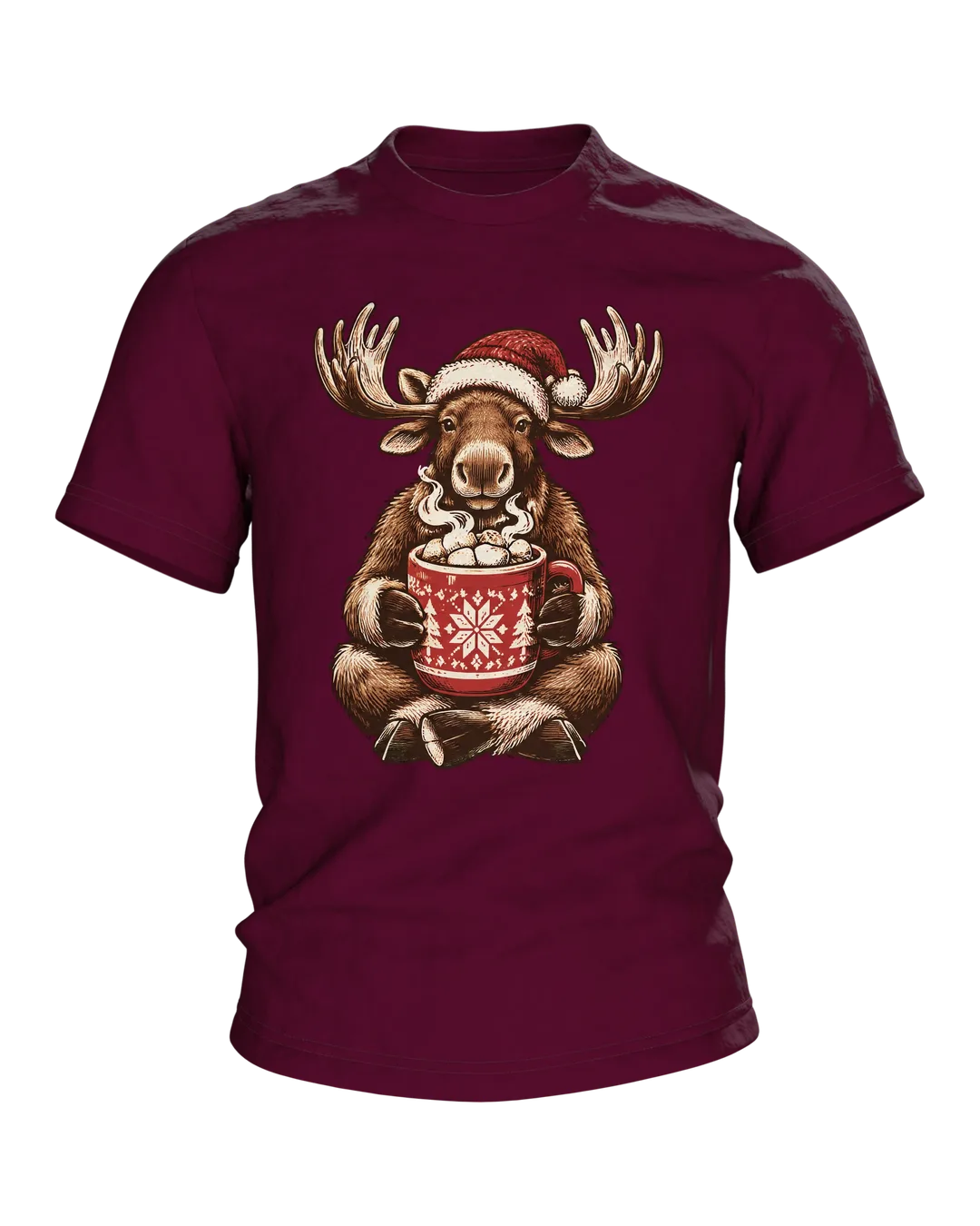 Elch mit Weihnachtsmütze T-Shirt: Gemütliches Wintermotiv
