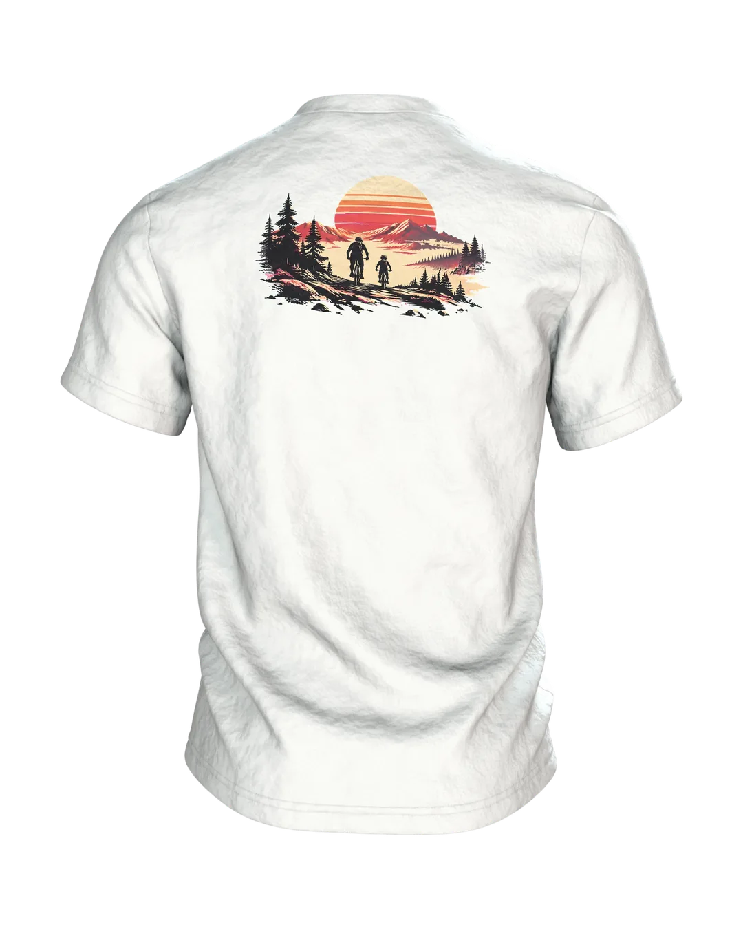 Vater und Kind auf Fahrrädern T-Shirt, Entwurfsfassung, Rückseite