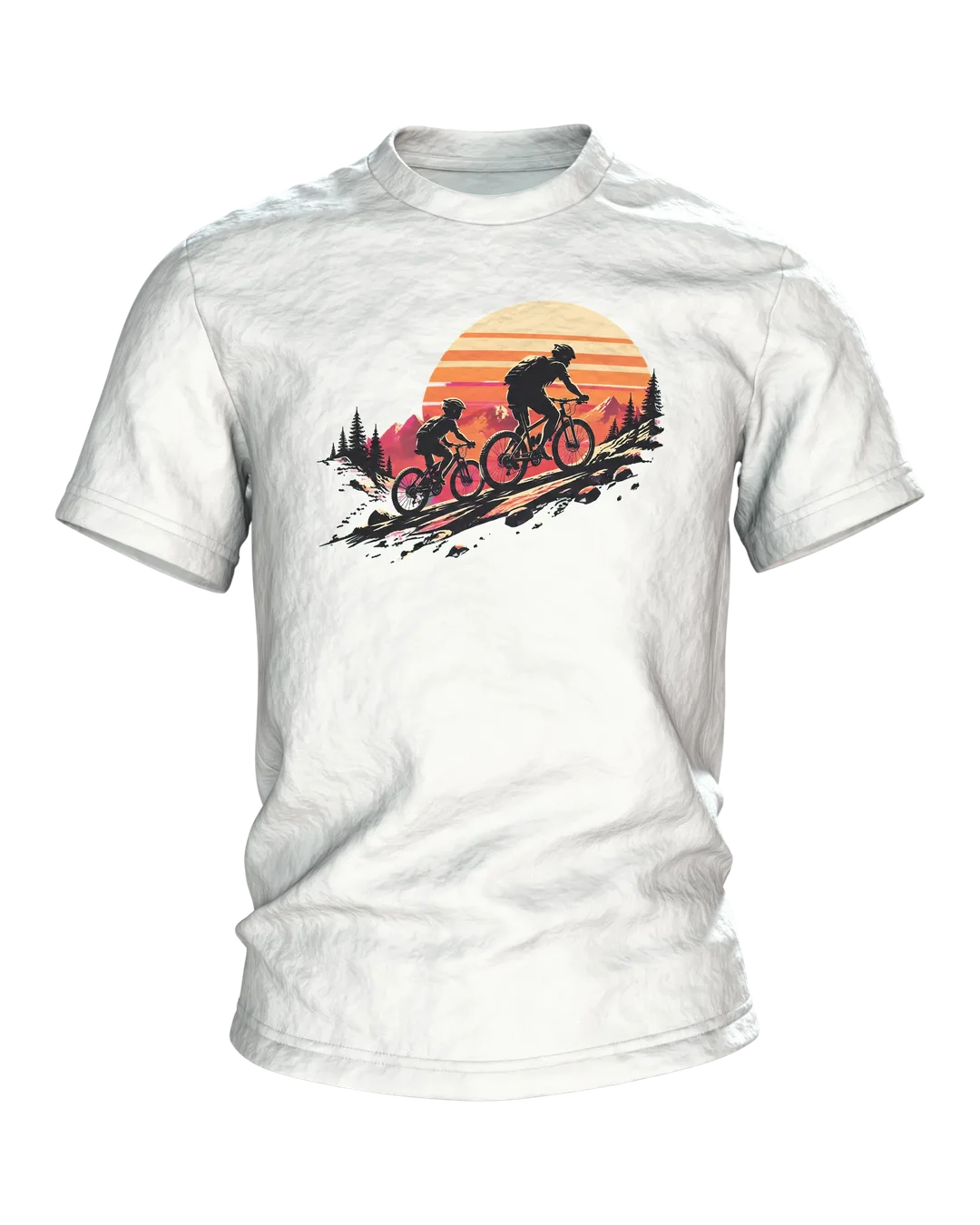 Vater und Kind auf Fahrrädern T-Shirt, Entwurfsfassung