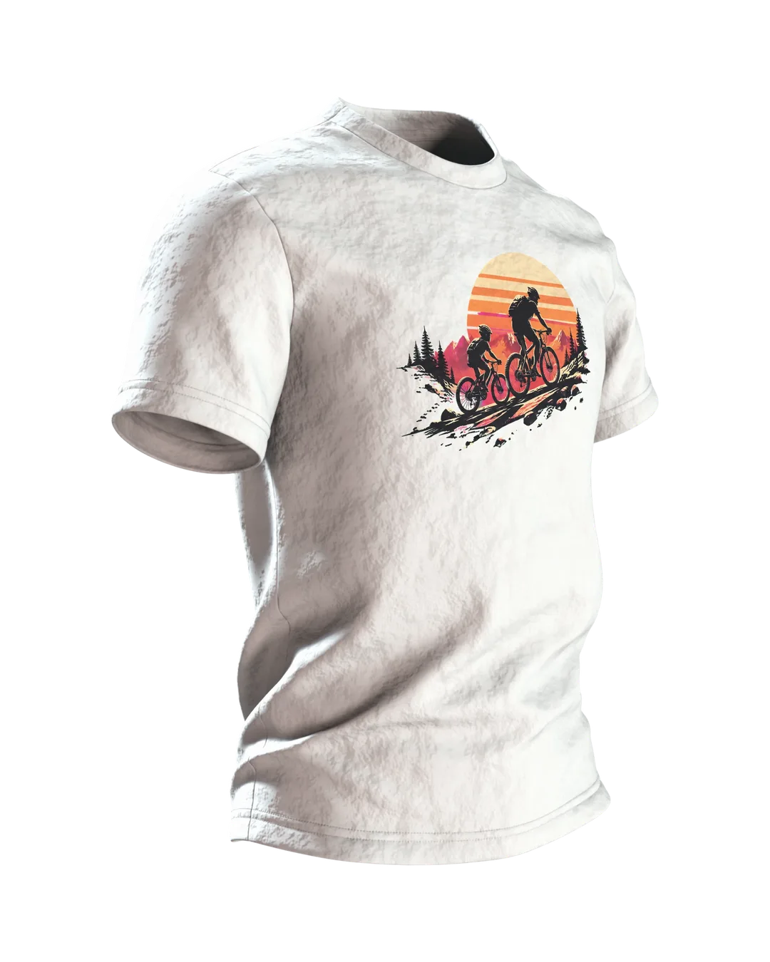 Vater und Kind auf Fahrrädern T-Shirt, Entwurfsfassung, Seitenansicht links