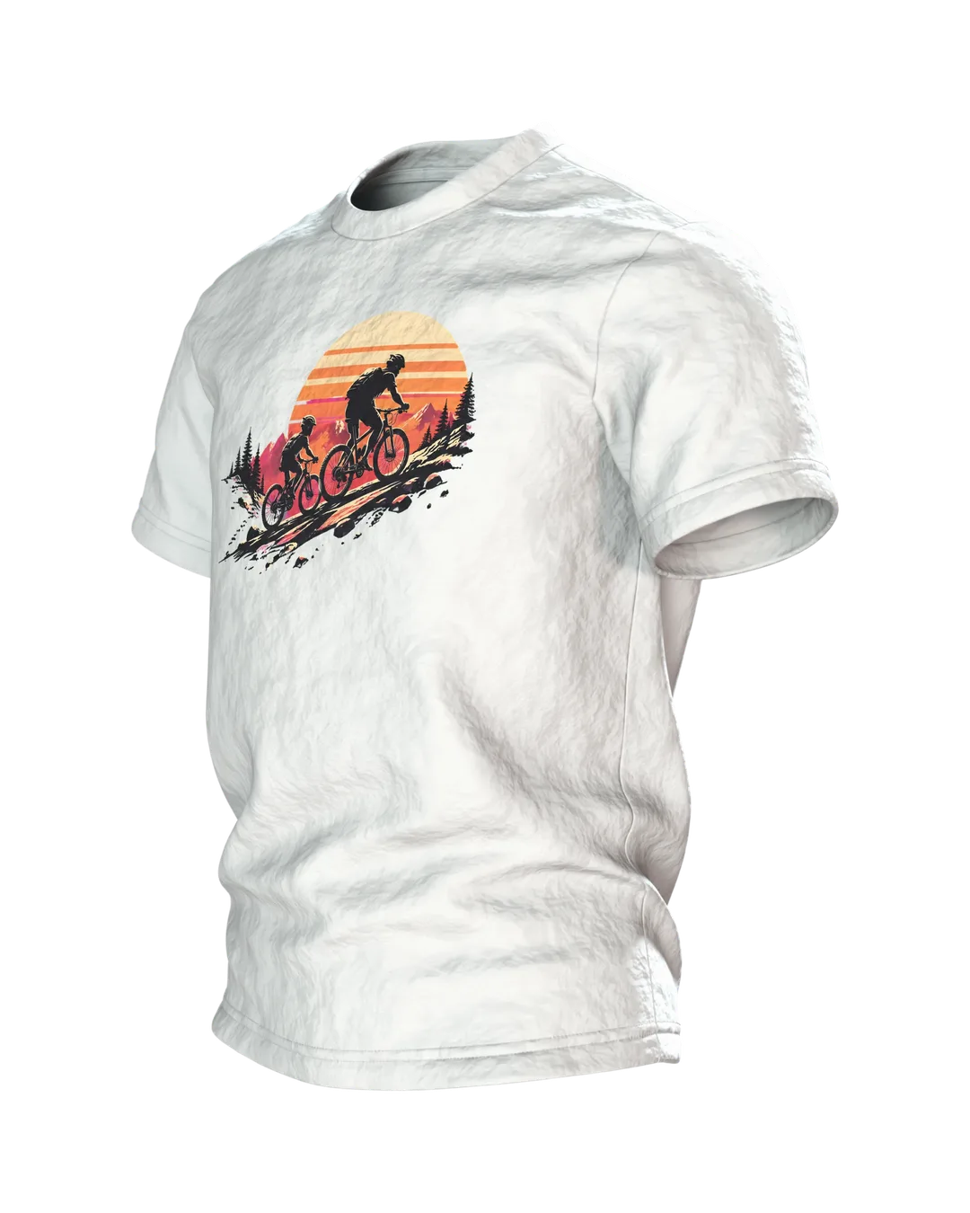 Vater und Kind auf Fahrrädern T-Shirt, Entwurfsfassung, Seitenansicht rechts