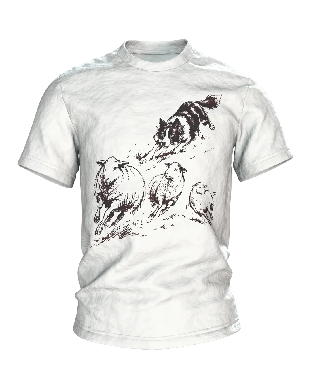 Border Collie mit Schafen T-Shirt, Entwurfsfassung