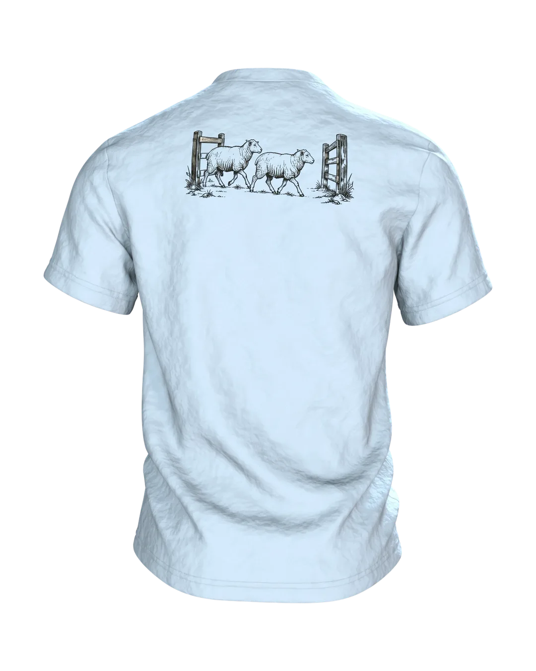 Border Collie mit Schafen T-Shirt, Entwurfsfassung, Back
