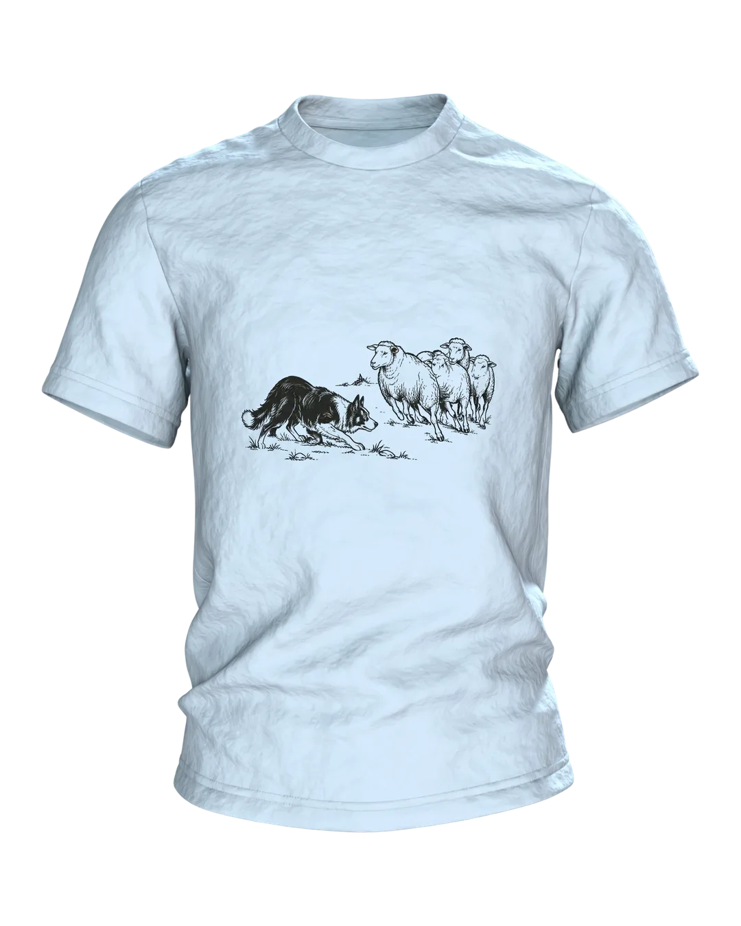 Border Collie mit Schafen T-Shirt, Entwurfsfassung