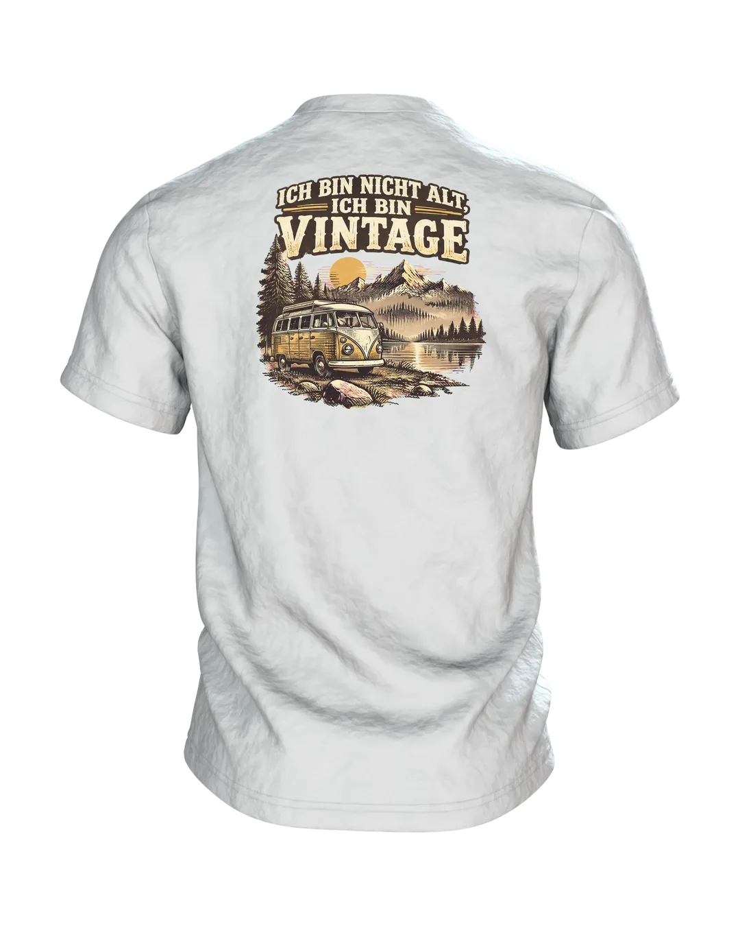 Ich bin nicht alt, ich bin Vintage T-Shirt, Entwurfsfassung, Rückseite