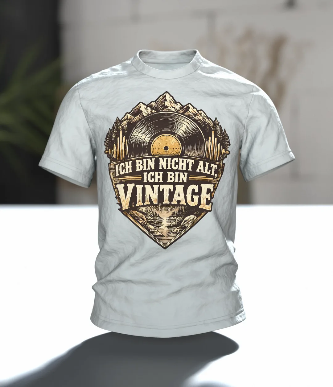Ich bin nicht alt, ich bin Vintage T-Shirt, Entwurfsfassung, Im Raum
