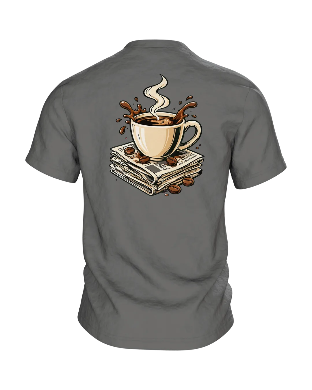 Dachshund Dad Shirt “DACKEL-PAPA”: Dog in Plaid Flannel with Coffee Mug, Comic Front and Back, Gift for Dog Owners, Back