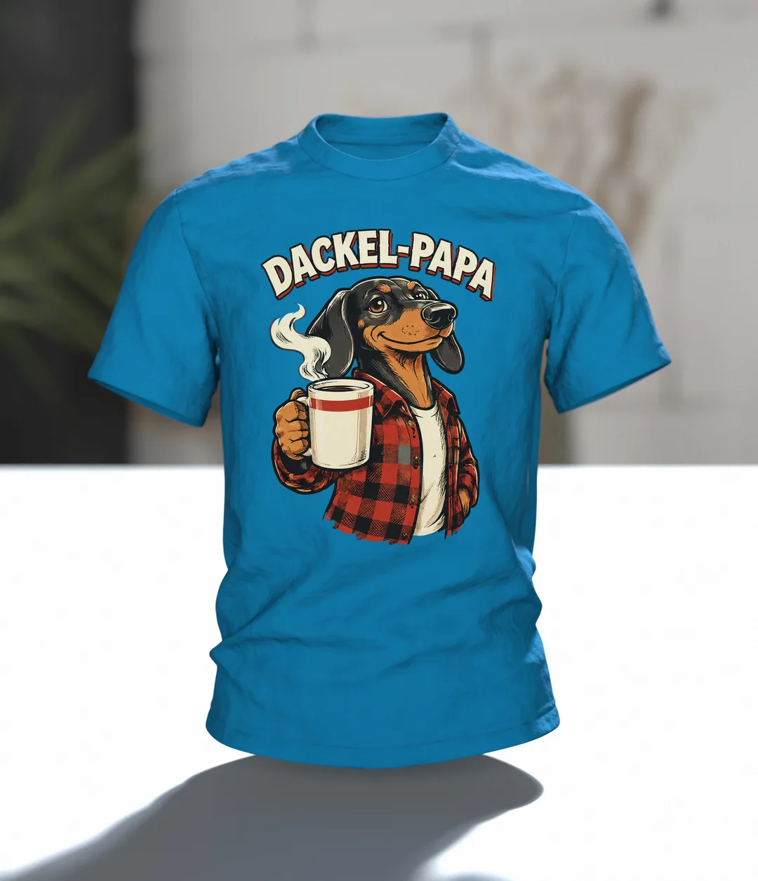Dackel-Papa mit Kaffee T-Shirt, Entwurfsfassung, In context