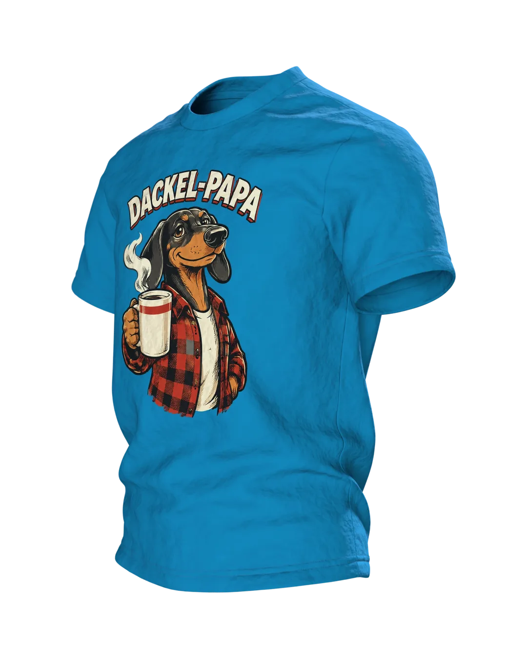 Dackel-Papa mit Kaffee T-Shirt, Entwurfsfassung, Side view, right