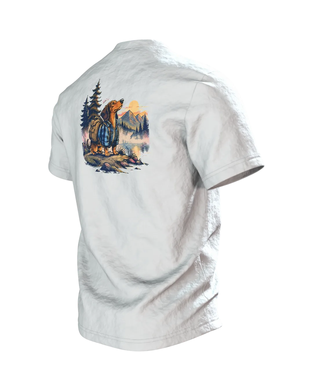 Dackel-Papa mit Kaffee T-Shirt, Entwurfsfassung, Back, angled left