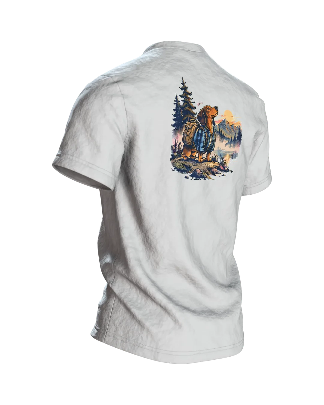Dackel-Papa mit Kaffee T-Shirt, Entwurfsfassung, Back, angled right
