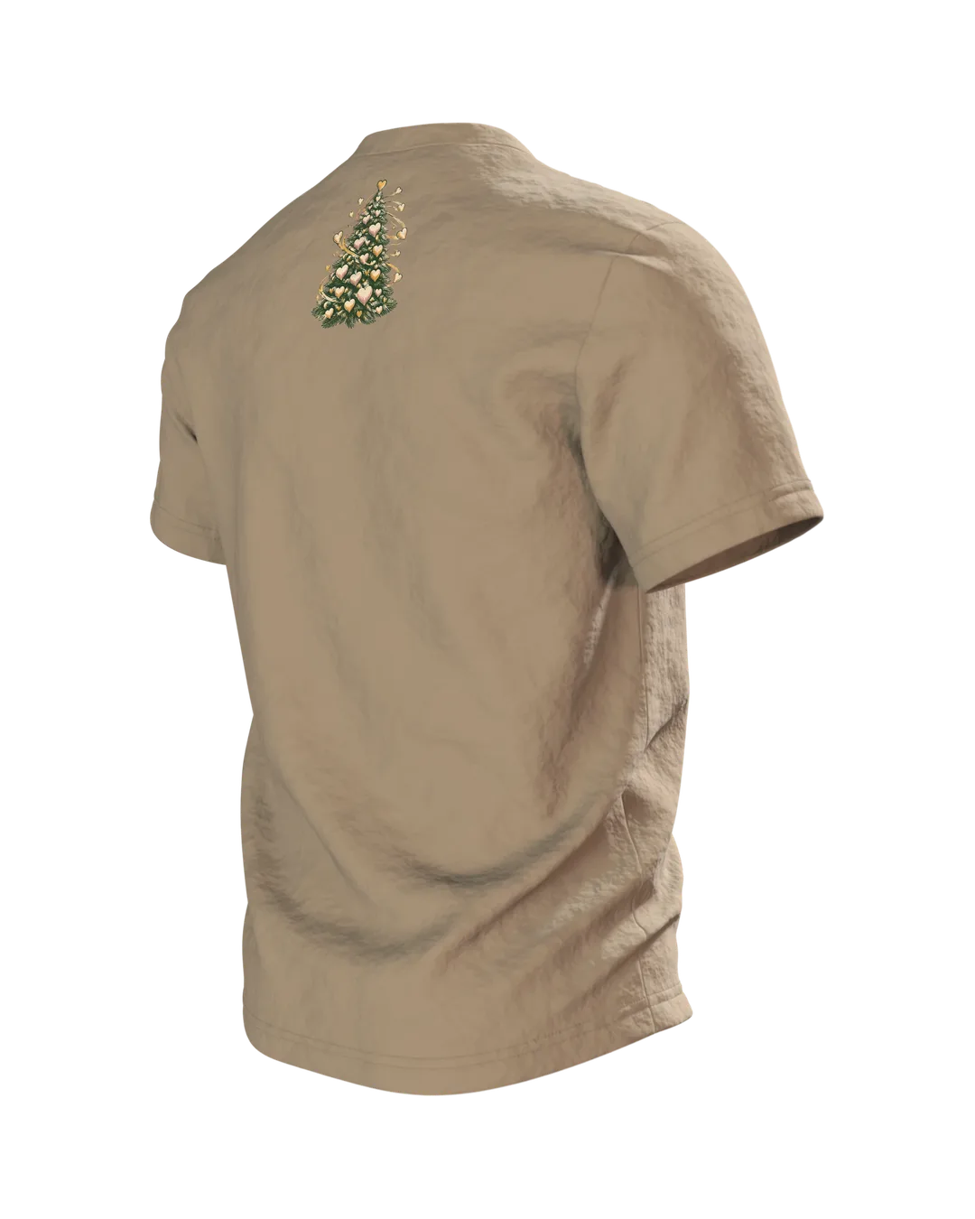Team Weihnachten Herzbaum T-Shirt, Entwurfsfassung, Back, angled left
