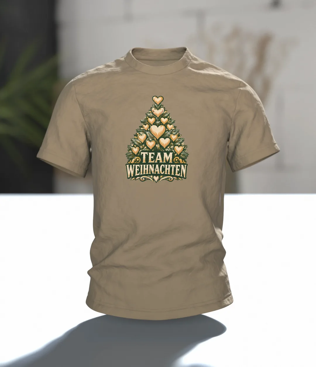 Team Weihnachten Herzbaum T-Shirt, Entwurfsfassung, In context
