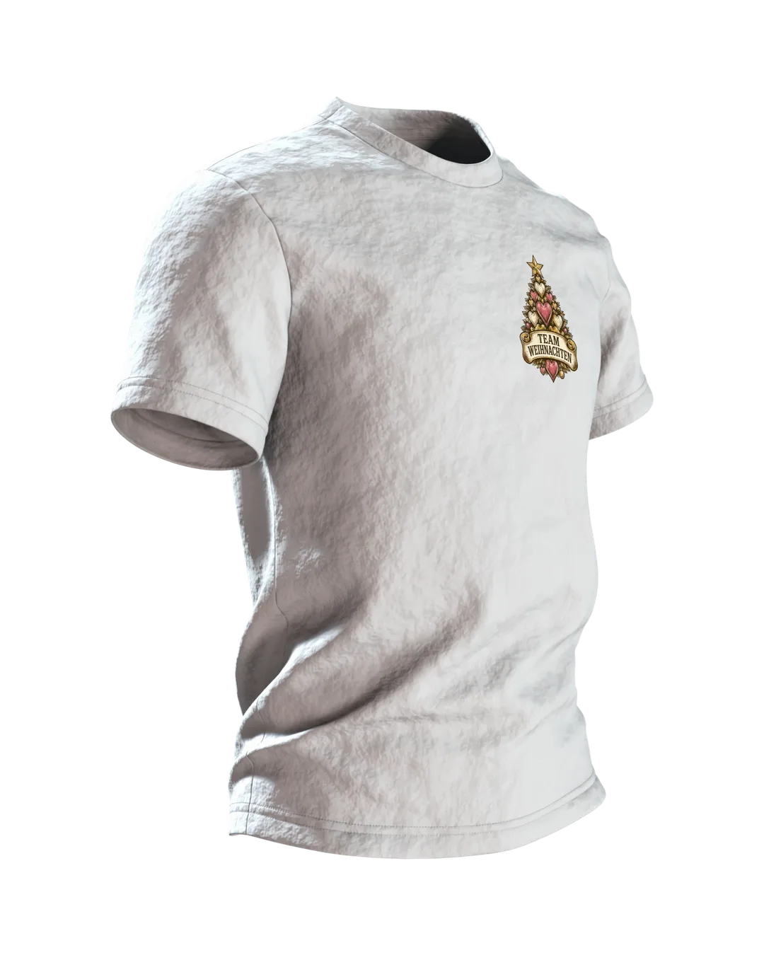 Team Weihnachten Herzbaum T-Shirt, Entwurfsfassung, Seitenansicht links