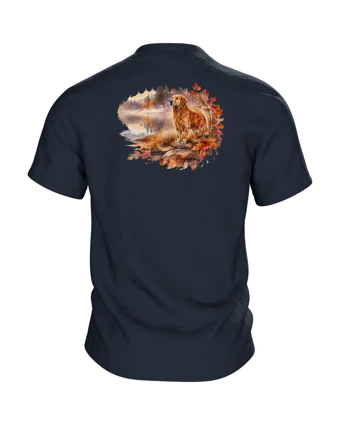 Golden Retriever Aquarell T-Shirt, Entwurfsfassung, Rückseite