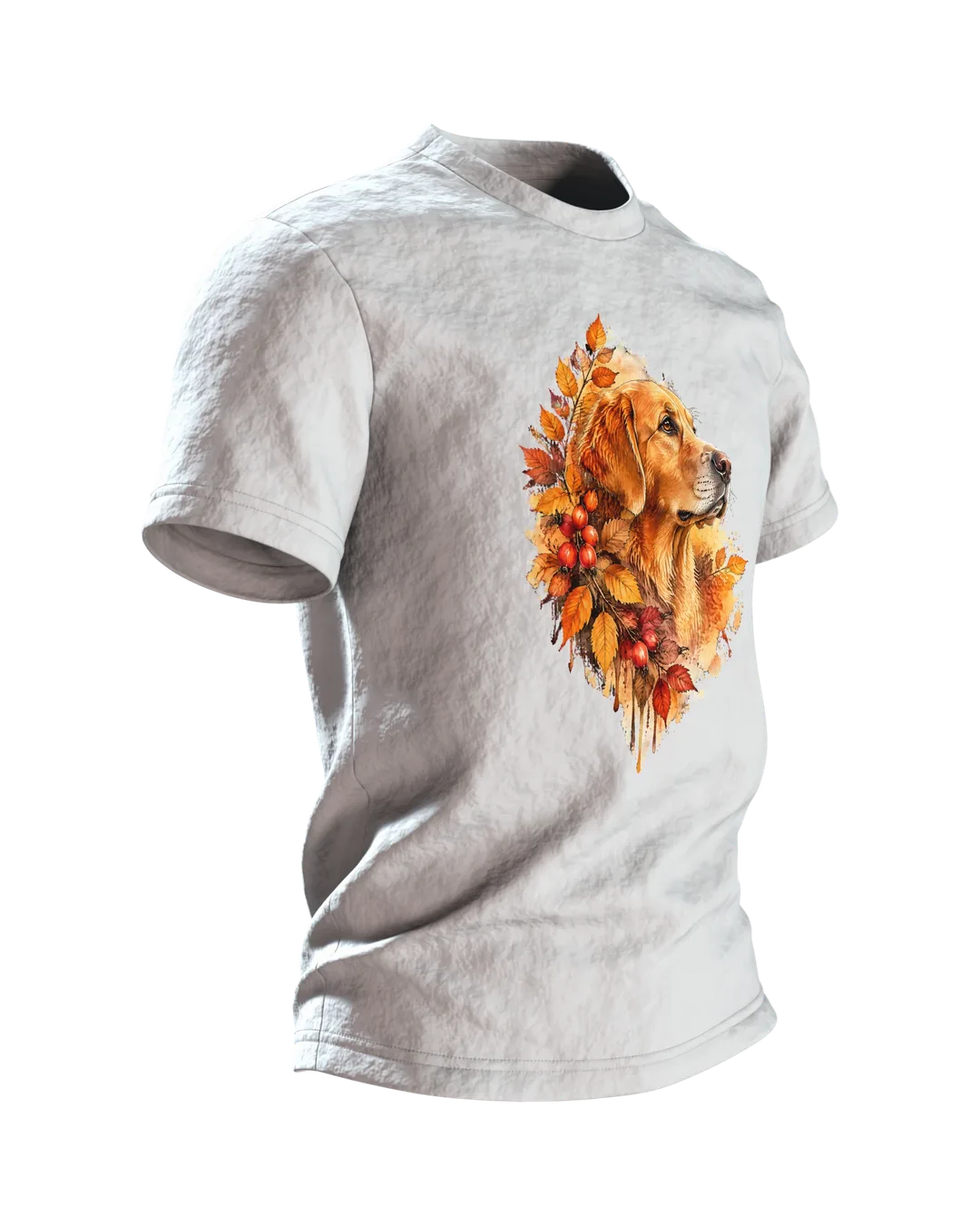 Golden Retriever Aquarell T-Shirt, Entwurfsfassung, Seitenansicht links