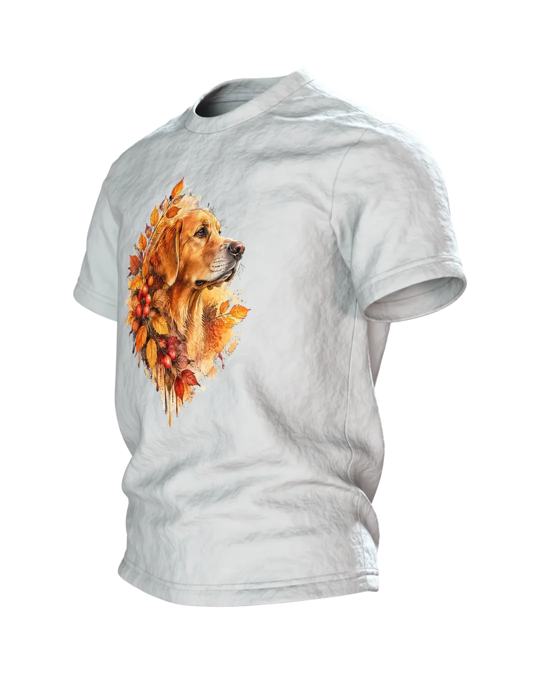 Golden Retriever Aquarell T-Shirt, Entwurfsfassung, Seitenansicht rechts