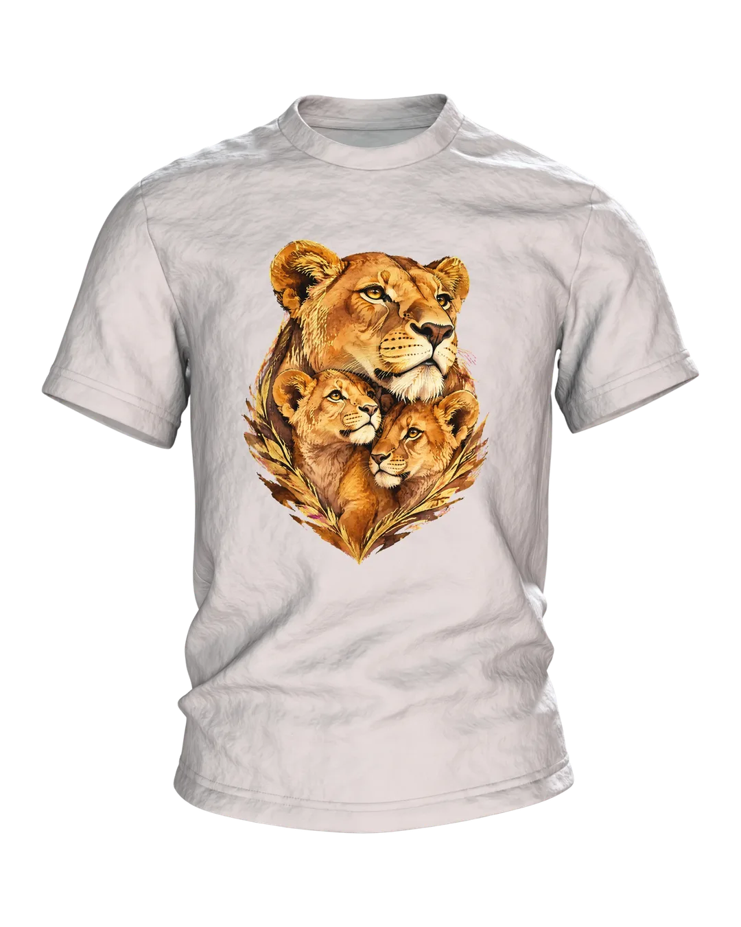 Mama Löwin mit Jungen T-Shirt: Aquarell Goldakzente