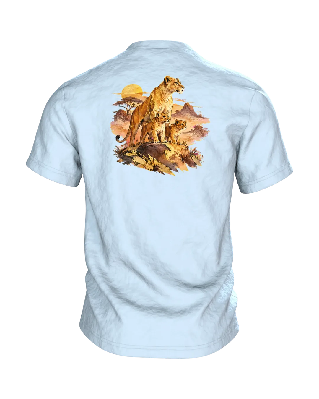 Löwenmama mit Jungen T-Shirt, Entwurfsfassung, Rückseite