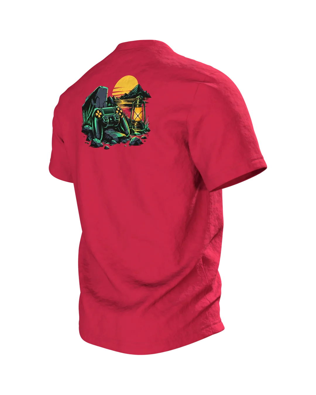Pause ist für Anfänger Gamepad T-Shirt, Entwurfsfassung, Rückseite schräg links