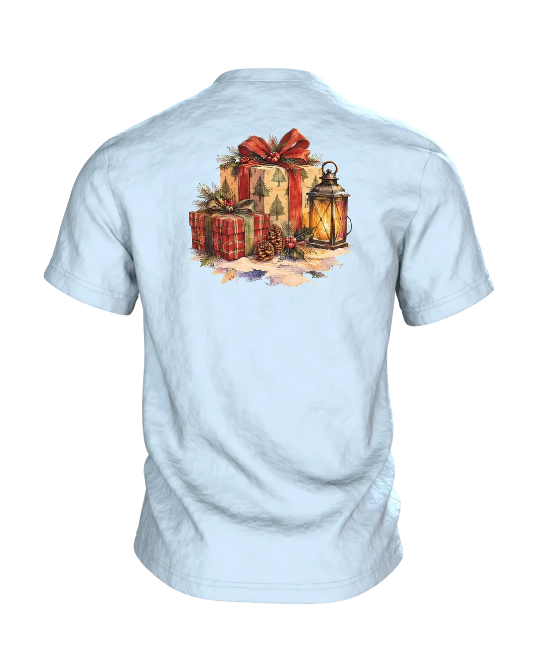 Weihnachtsdackel im Schlitten T-Shirt, Entwurfsfassung, Rückseite