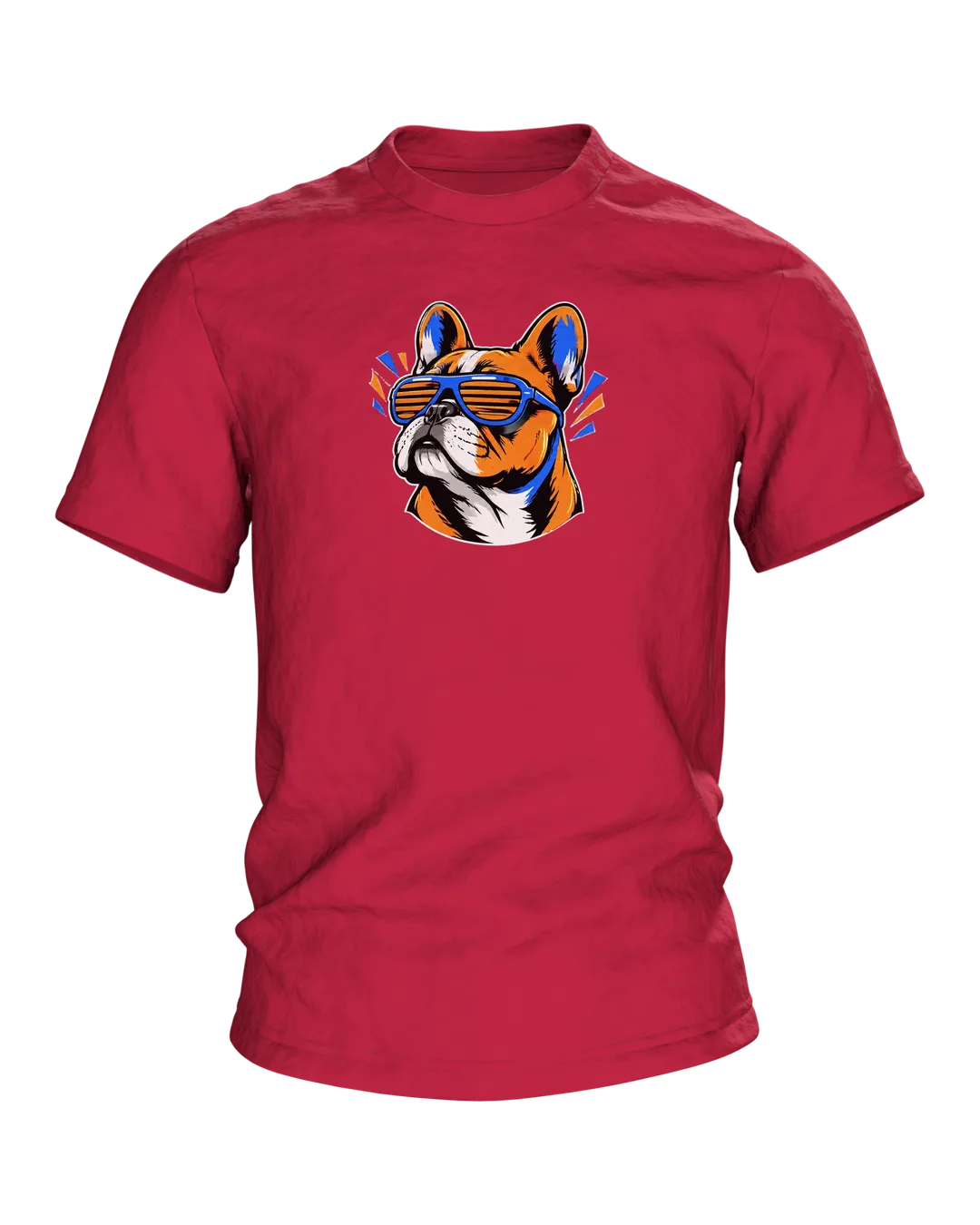 Französische Bulldogge mit Sonnenbrille T-Shirt, Entwurfsfassung
