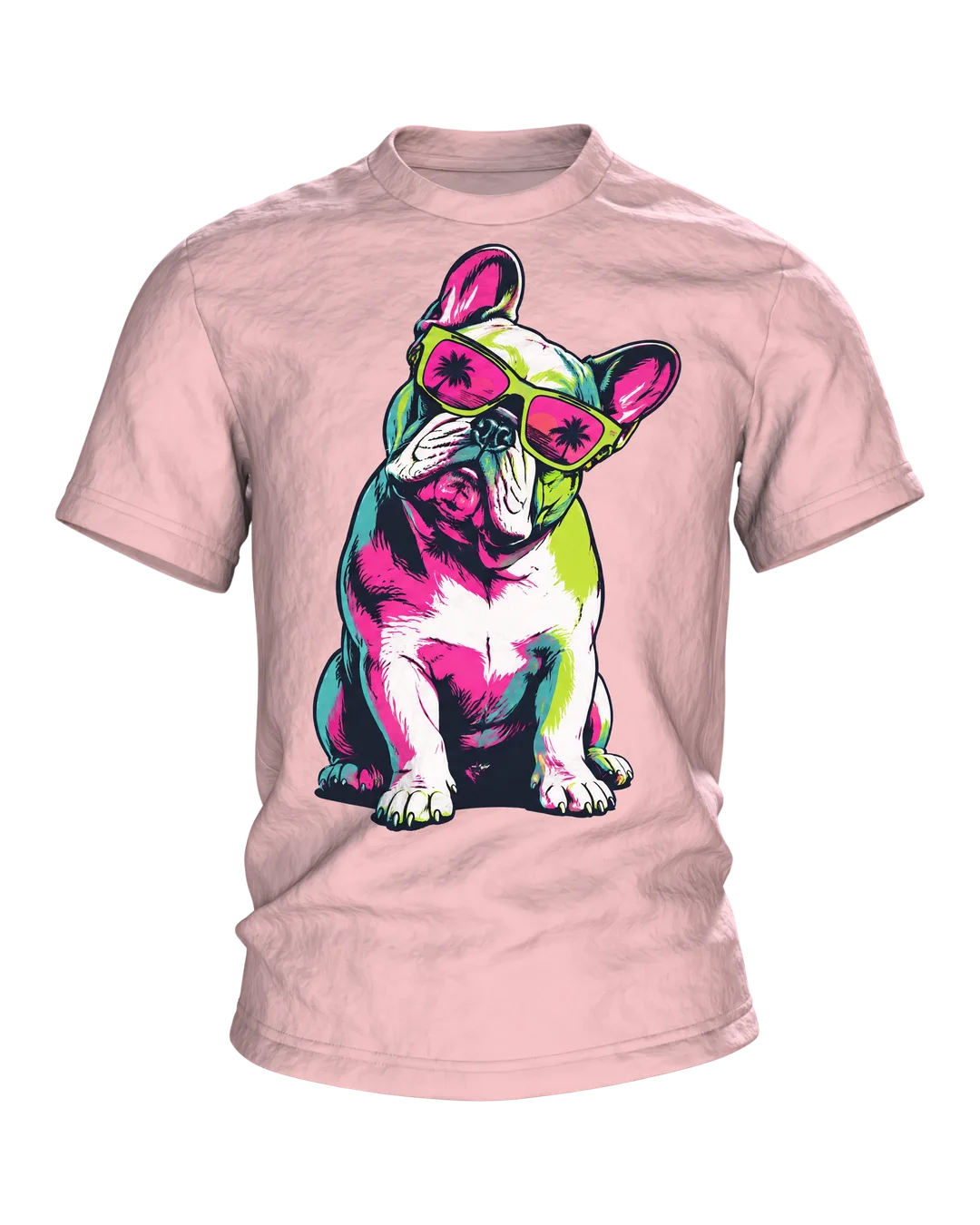 Französische Bulldogge mit Sonnenbrille T-Shirt, Entwurfsfassung