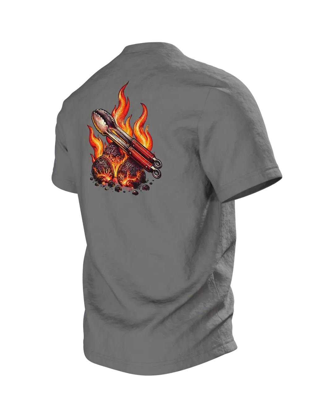 Grillmeister Wappen T-Shirt, Entwurfsfassung, Rückseite schräg links