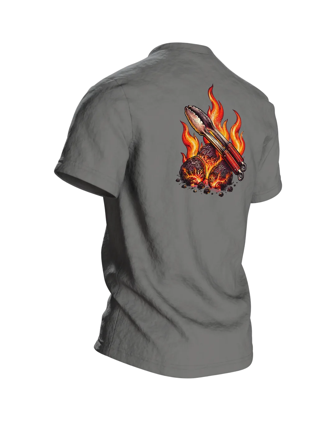Grillmeister Wappen T-Shirt, Entwurfsfassung, Rückseite schräg rechts