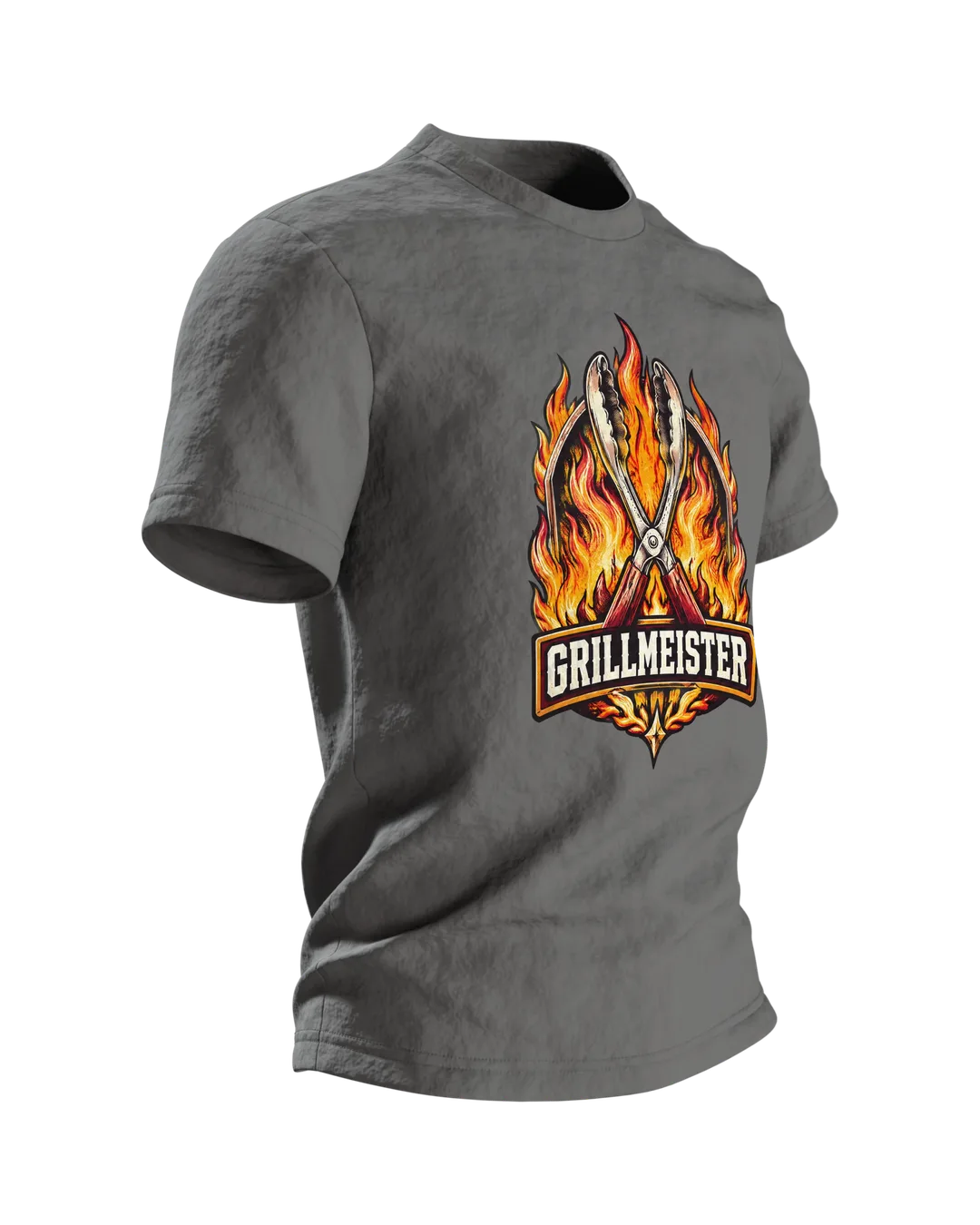 Grillmeister Wappen T-Shirt, Entwurfsfassung, Seitenansicht links