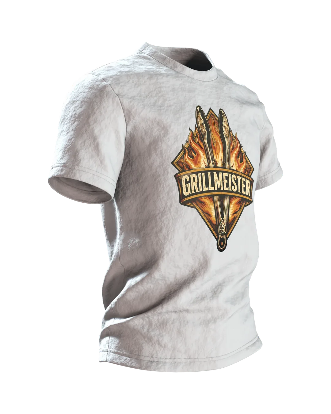 Grillmeister Wappen T-Shirt, Entwurfsfassung, Seitenansicht links