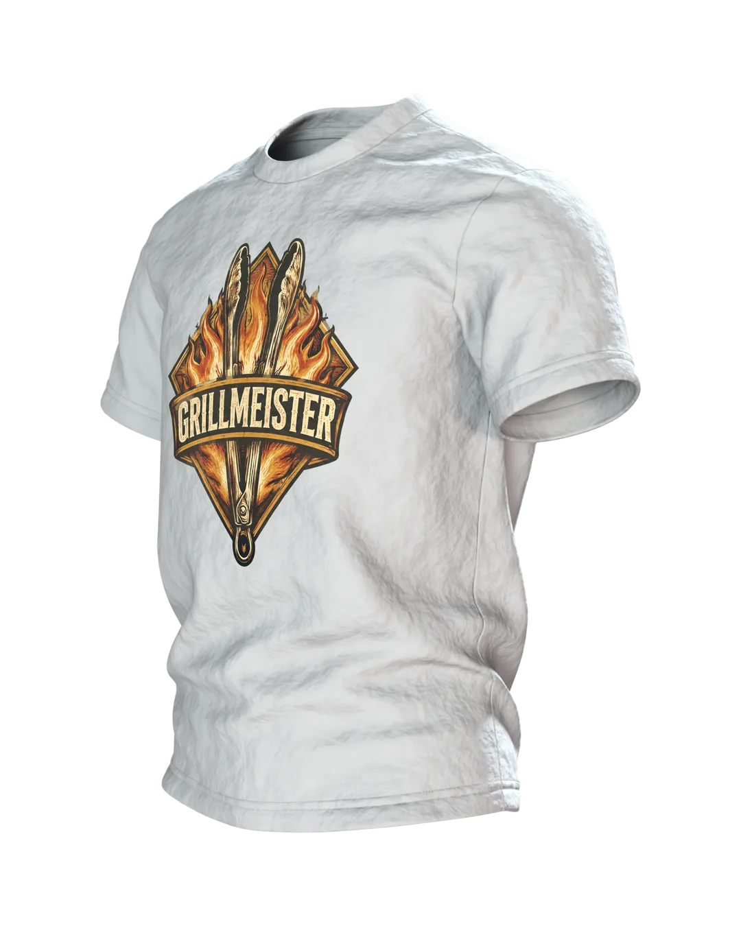 Grillmeister Wappen T-Shirt, Entwurfsfassung, Seitenansicht rechts