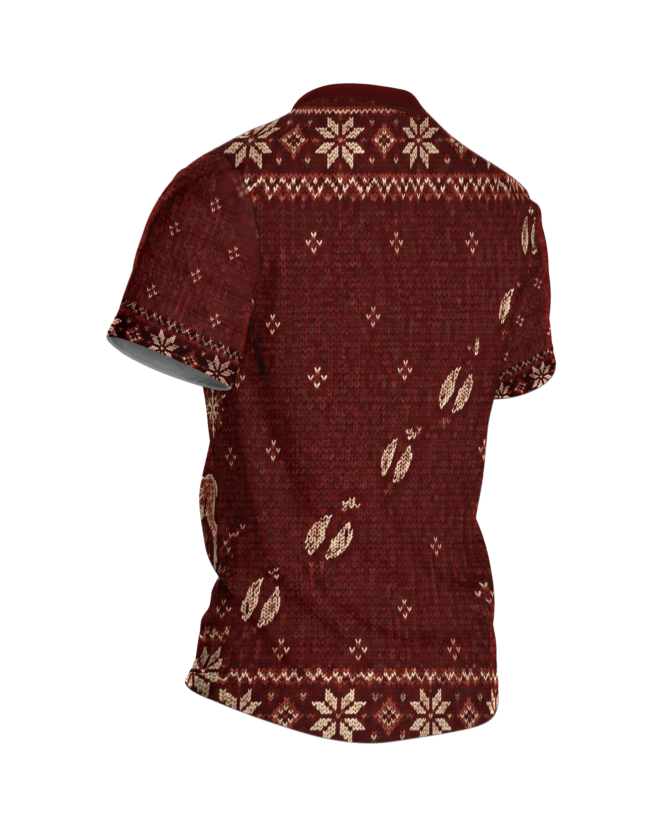 Norwegerstrick Rentiere T-Shirt, Entwurfsfassung, Rückseite schräg rechts