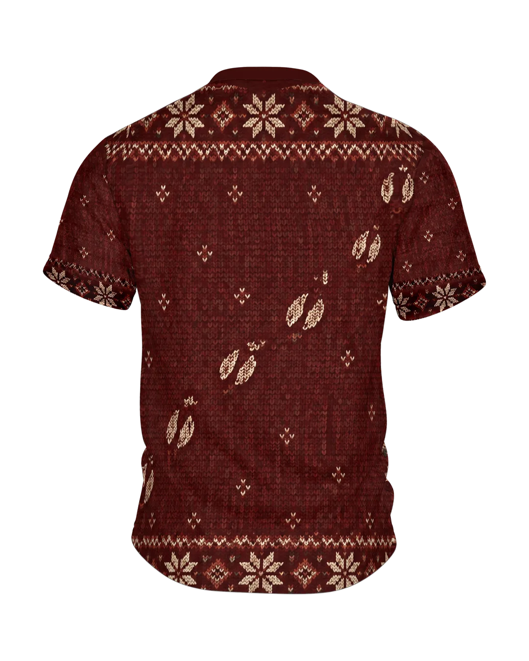 Norwegerstrick Rentiere T-Shirt, Entwurfsfassung, Rückseite