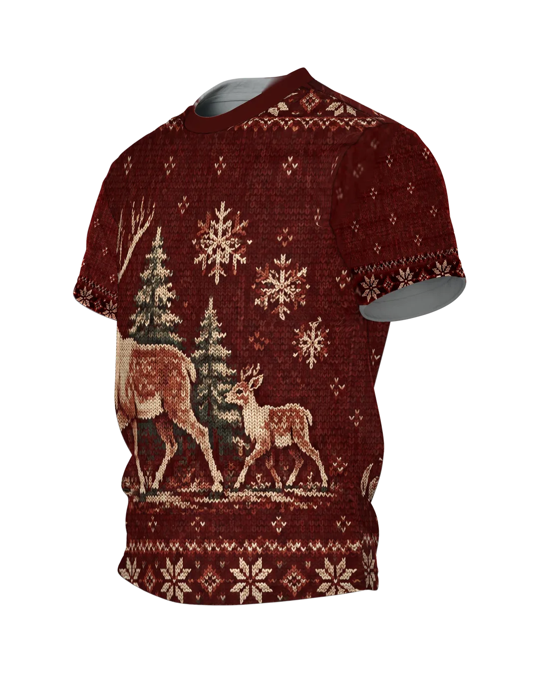 Norwegerstrick Rentiere T-Shirt, Entwurfsfassung, Seitenansicht rechts