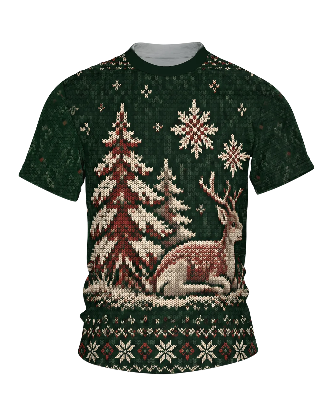 Norwegerstrick Rentiere T-Shirt: Winterliches Design
