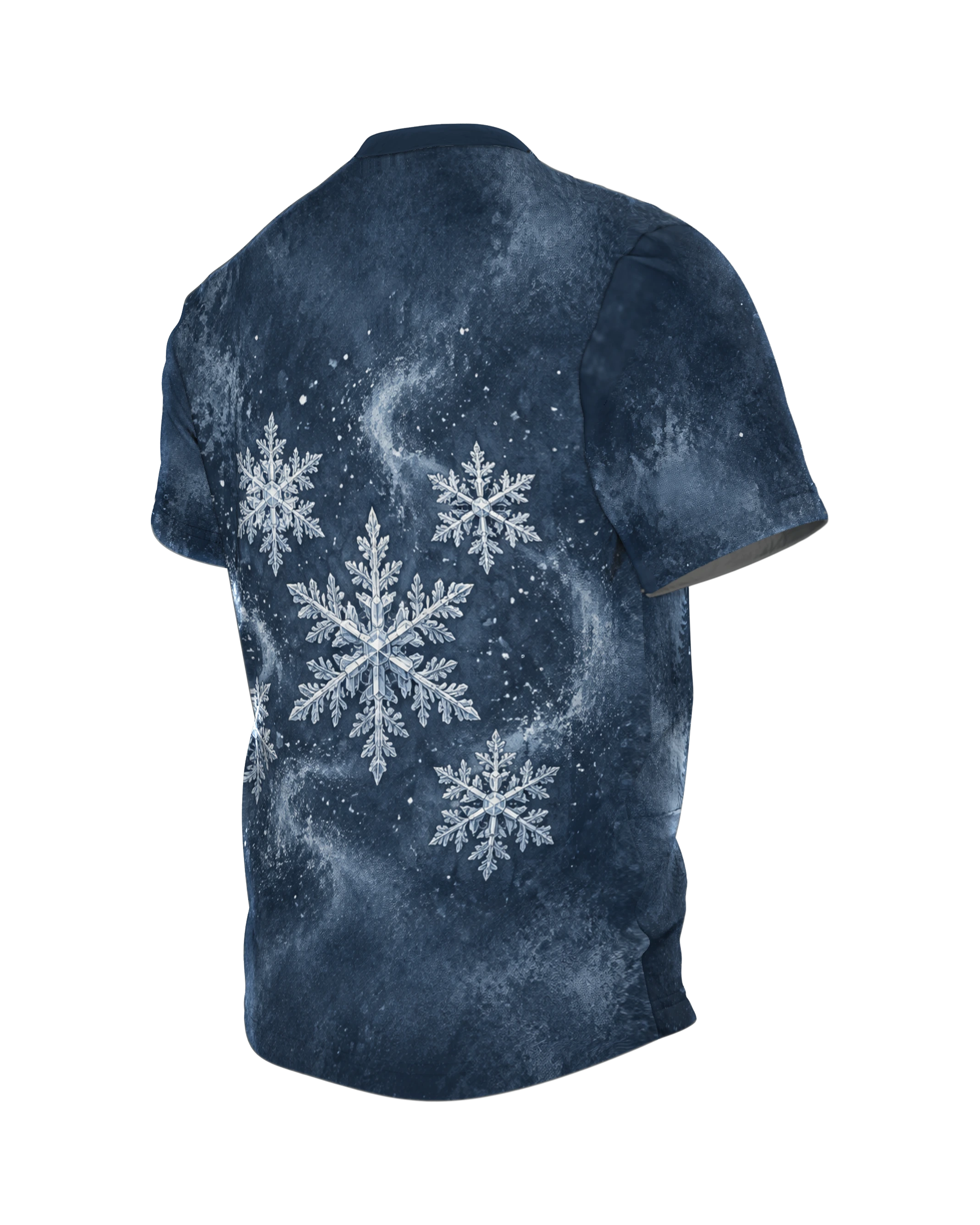 Winterwald Fuchs T-Shirt: Ruhiges Tusche Design, Rückseite schräg links