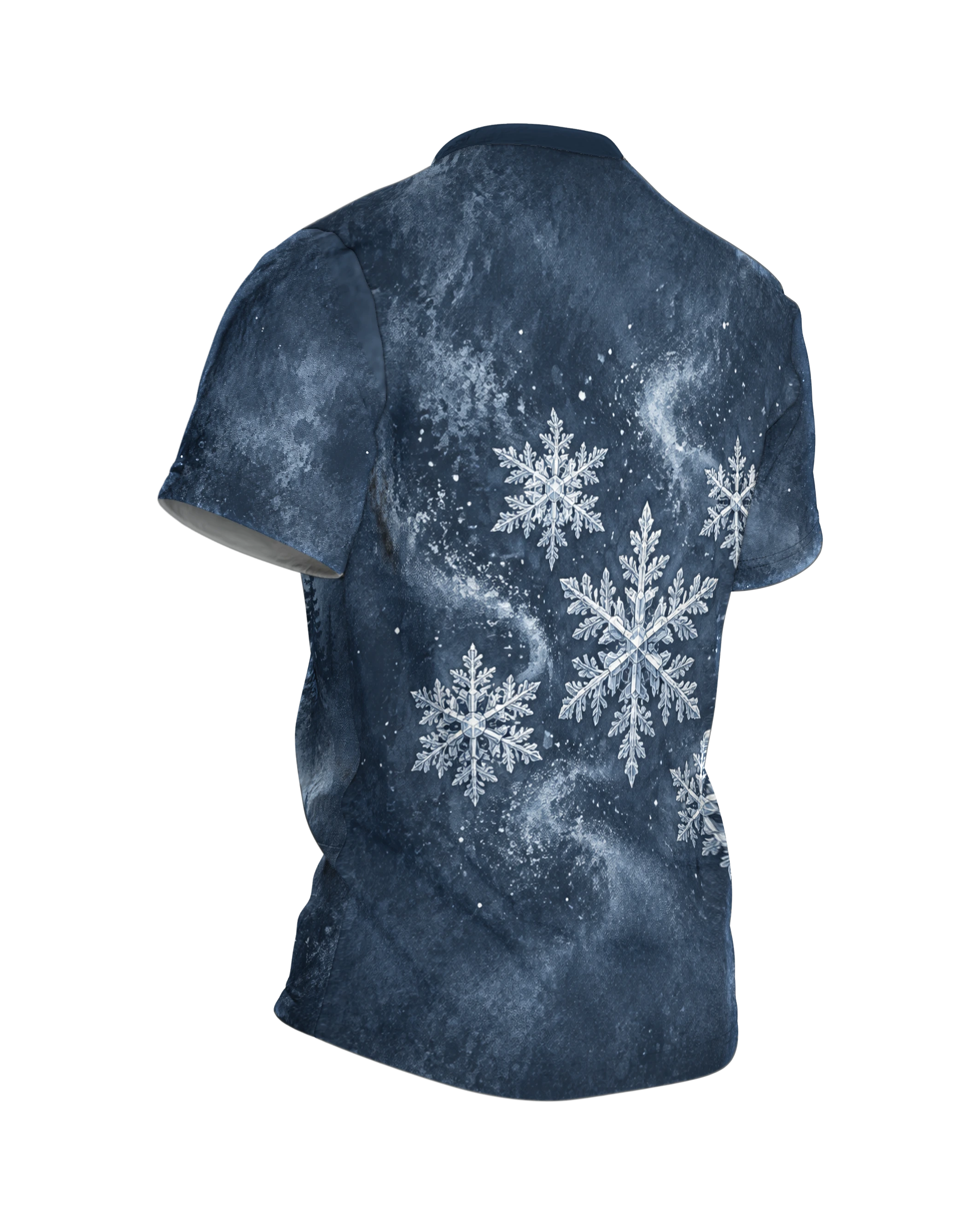 Winterwald Fuchs T-Shirt: Ruhiges Tusche Design, Rückseite schräg rechts