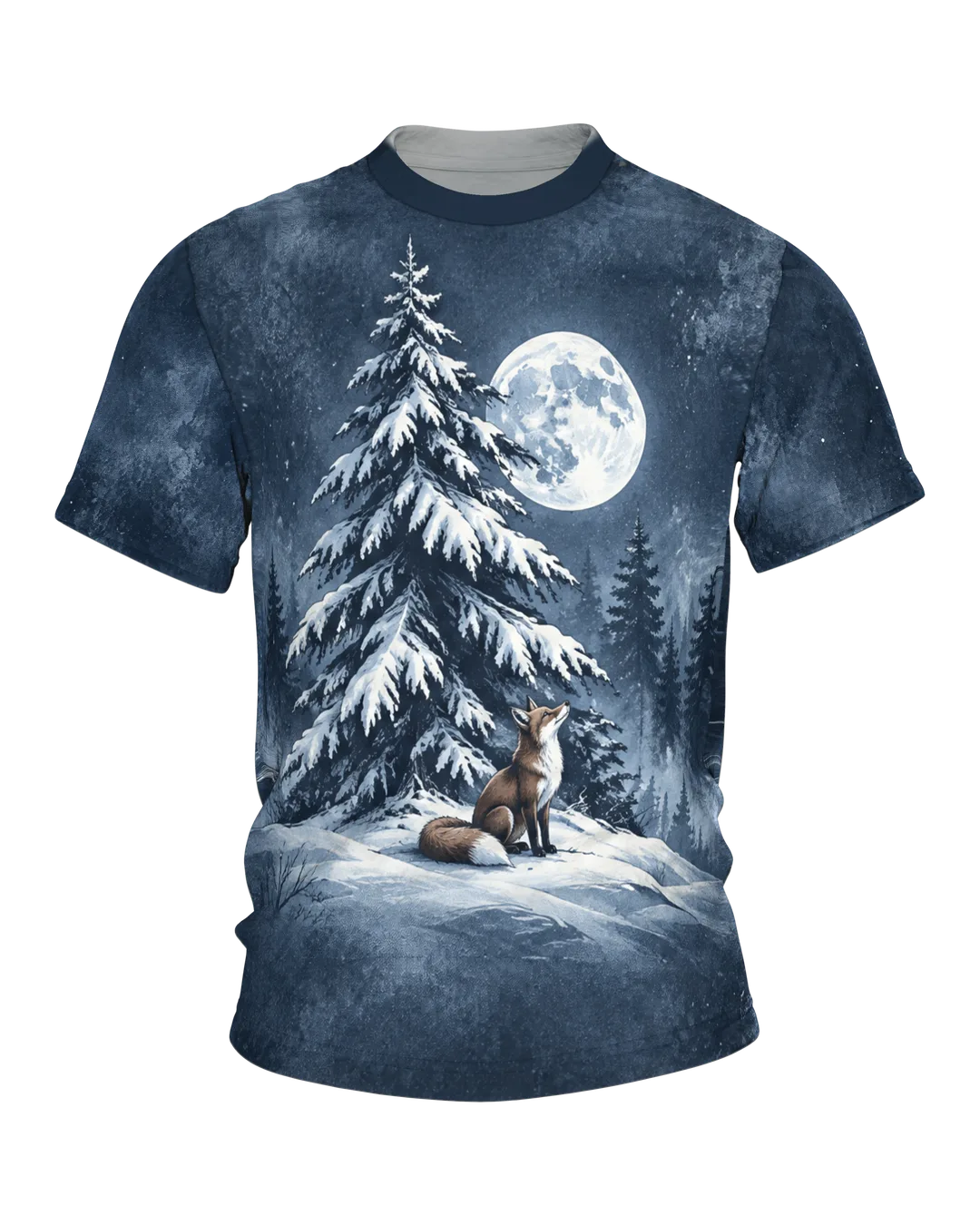 Winterwald Fuchs T-Shirt: Ruhiges Tusche Design