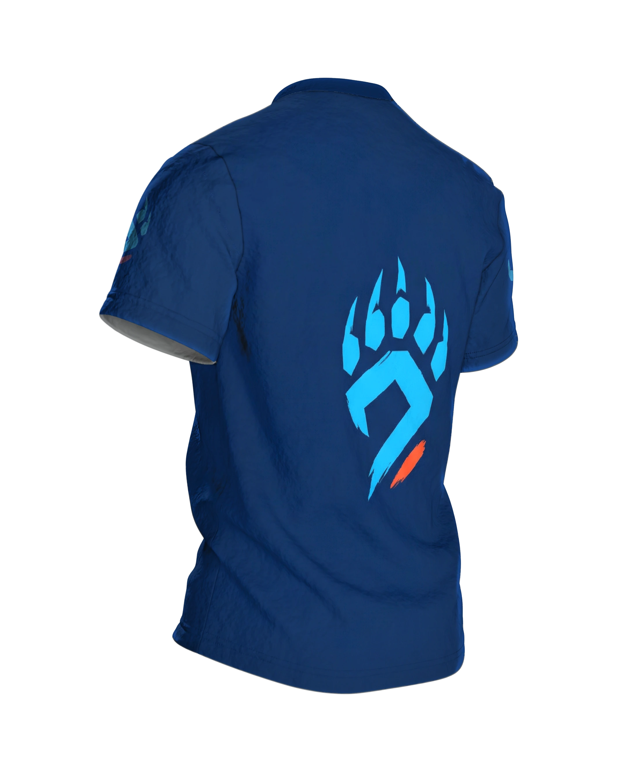 Adler Bear Clash T-Shirt: Emblem aus Schwinge, Blitz und Pranke, Rückseite schräg rechts