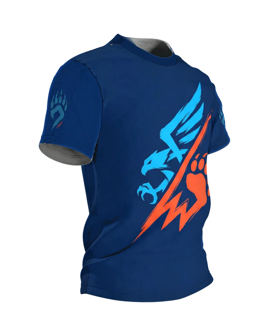 Adler Bear Clash T-Shirt: Emblem aus Schwinge, Blitz und Pranke, Seitenansicht links