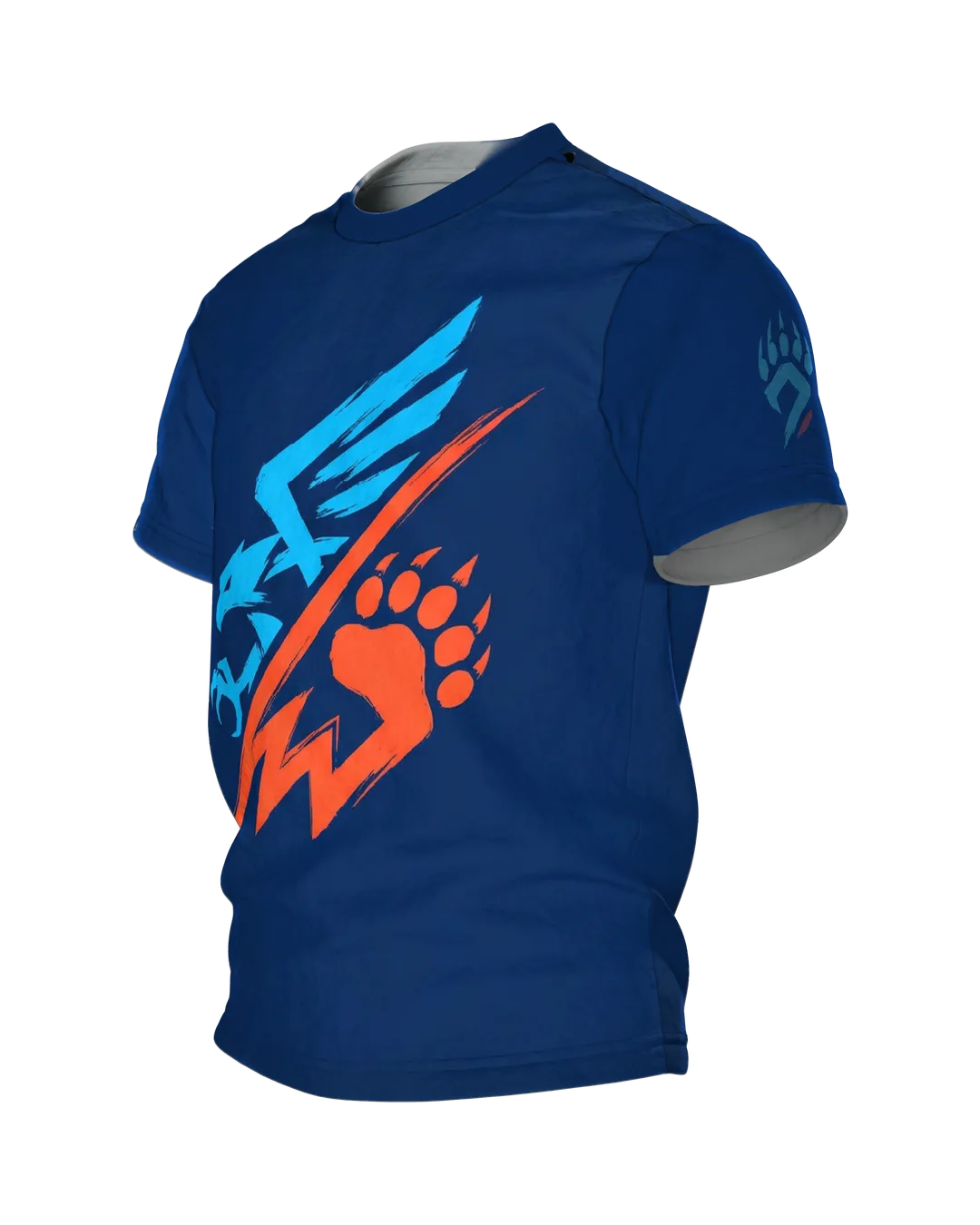 Adler Bear Clash T-Shirt: Emblem aus Schwinge, Blitz und Pranke, Seitenansicht rechts
